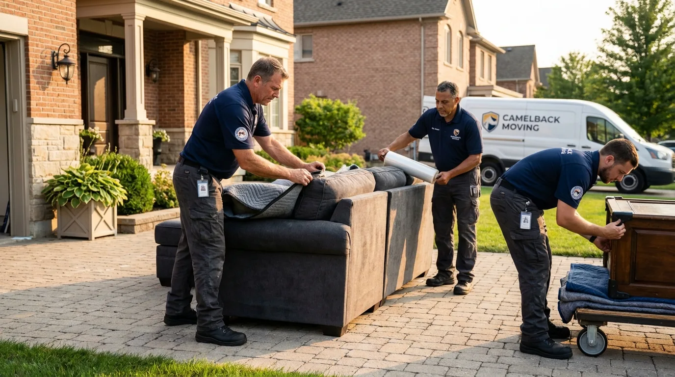Large estate moving crew wrapping furniture in Battle Creek, NE
