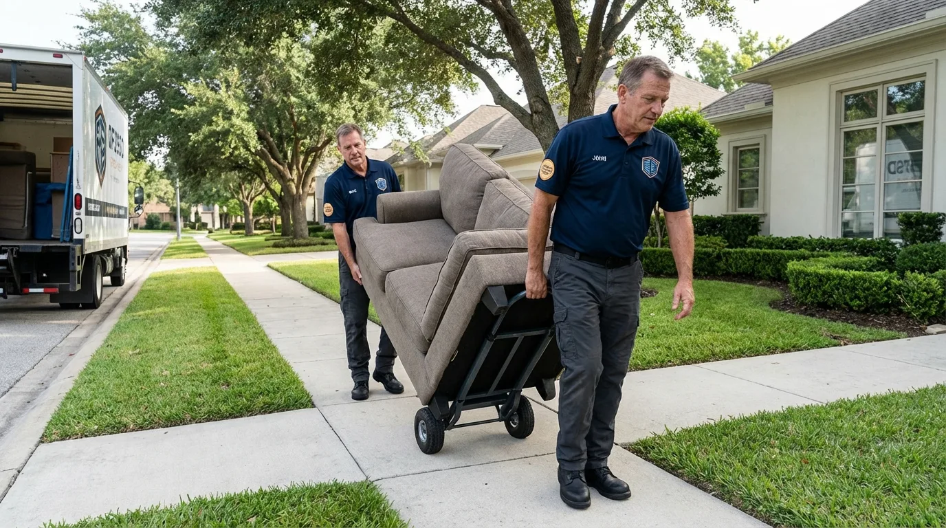Local residential moving crew loading furniture in Battle Creek, NE